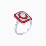 Load image into Gallery viewer, Art Deco Style Oval Cut Ring with Customizable French - Cut Gemstone Accents - Shahin Jewelry