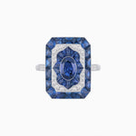 Load image into Gallery viewer, Art Deco Style Oval Cut Ring with Customizable French - Cut Gemstone Accents - Shahin Jewelry