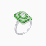 Load image into Gallery viewer, Art Deco Style Oval Cut Ring with Customizable French - Cut Gemstone Accents - Shahin Jewelry