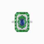 Load image into Gallery viewer, Art Deco Style Oval Cut Ring with Customizable French - Cut Gemstone Accents - Shahin Jewelry