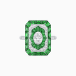 Load image into Gallery viewer, Art Deco Style Oval Cut Ring with Customizable French - Cut Gemstone Accents - Shahin Jewelry