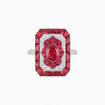 Load image into Gallery viewer, Art Deco Style Oval Cut Ring with Customizable French - Cut Gemstone Accents - Shahin Jewelry