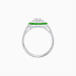 Load image into Gallery viewer, Art Deco Style Oval Ring with French-Cut Gemstone Halo and Diamond Accents - Shahin Jewelry