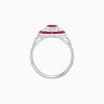 Load image into Gallery viewer, Art Deco Style Oval Ring with French-Cut Gemstone Halo and Diamond Accents - Shahin Jewelry