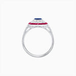 Load image into Gallery viewer, Art Deco Style Oval Ring with French-Cut Gemstone Halo and Diamond Accents - Shahin Jewelry