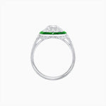 Load image into Gallery viewer, Art Deco Style Oval Ring with French-Cut Gemstone Halo and Diamond Accents - Shahin Jewelry