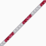 Load image into Gallery viewer, Art Deco Style Quadruple Diamond And Gemstone Line Bracelet - Shahin Jewelry