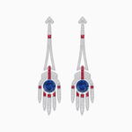 Load image into Gallery viewer, Art Deco Style Sapphire Dangle Earrings - Shahin Jewelry
