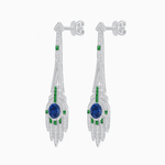 Load image into Gallery viewer, Art Deco Style Sapphire Dangle Earrings - Shahin Jewelry