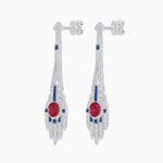 Load image into Gallery viewer, Art Deco Style Sapphire Dangle Earrings - Shahin Jewelry
