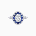 Load image into Gallery viewer, Art Deco Style Star Design Ring Oval Cut Diamond - Shahin Jewelry