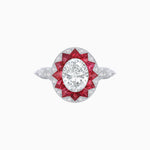 Load image into Gallery viewer, Art Deco Style Star Design Ring Oval Cut Diamond - Shahin Jewelry