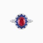Load image into Gallery viewer, Art Deco Style Star Design Ring Oval Cut Gemstone - Shahin Jewelry