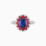 Load image into Gallery viewer, Art Deco Style Star Design Ring Oval Cut Gemstone - Shahin Jewelry