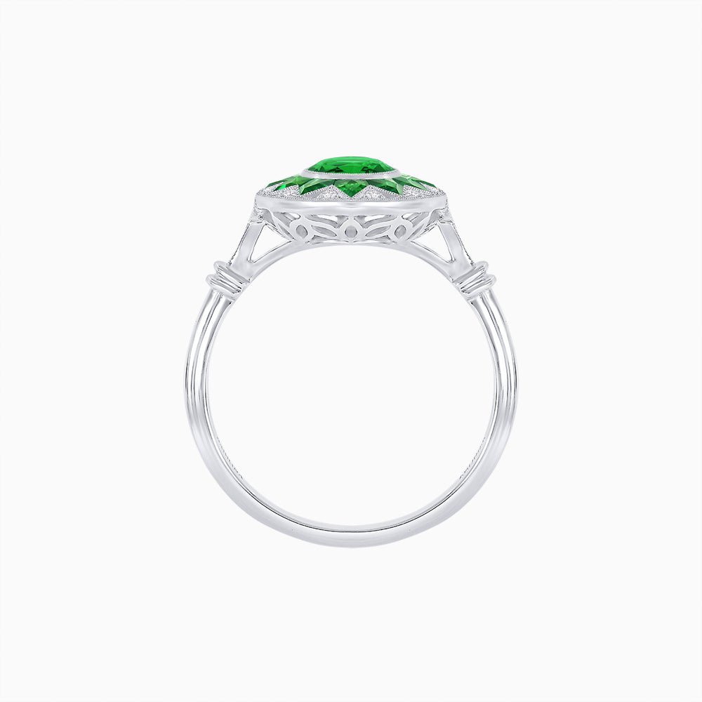 Art Deco Style Star Design Ring Oval Cut Gemstone - Shahin Jewelry
