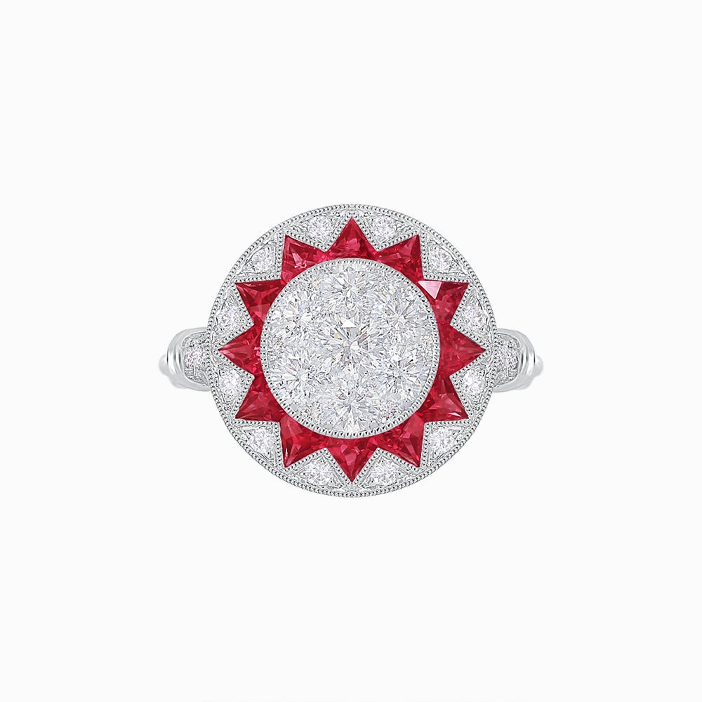 Art Deco Style Star Design Ring With Illusion Setting - Shahin Jewelry
