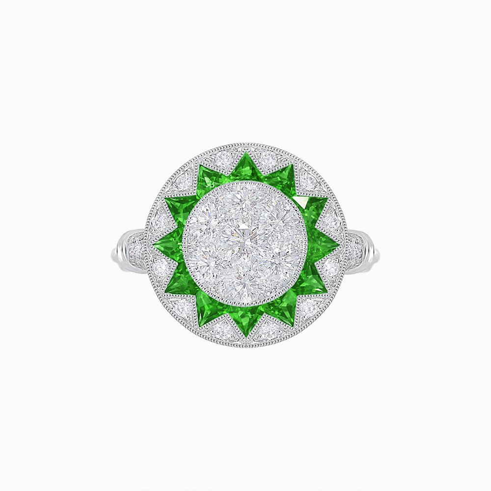 Art Deco Style Star Design Ring With Illusion Setting - Shahin Jewelry