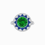 Load image into Gallery viewer, Art Deco Style Star Design Ring With Round Gemstone - Shahin Jewelry