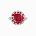 Load image into Gallery viewer, Art Deco Style Star Design Ring With Round Gemstone - Shahin Jewelry