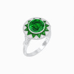 Load image into Gallery viewer, Art Deco Style Star Design Ring With Round Gemstone - Shahin Jewelry