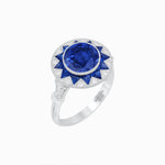 Load image into Gallery viewer, Art Deco Style Star Design Ring With Round Gemstone - Shahin Jewelry
