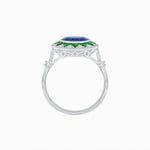 Load image into Gallery viewer, Art Deco Style Star Design Ring With Round Gemstone - Shahin Jewelry