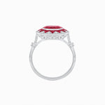 Load image into Gallery viewer, Art Deco Style Star Design Ring With Round Gemstone - Shahin Jewelry