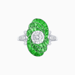 Load image into Gallery viewer, Art Deco Style Swirl Ring with Round Center Stone and Calibre-Cut Gemstone Accents - Shahin Jewelry
