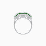 Load image into Gallery viewer, Art Deco Style Three - Stone Engagement Ring with Diamond and Gemstones - Shahin Jewelry