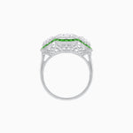 Load image into Gallery viewer, Art Deco Style Three - Stone Engagement Ring with Diamond and Gemstones - Shahin Jewelry