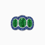 Load image into Gallery viewer, Art Deco Style Three-Stone Engagement Ring with Diamond and Gemstones - Shahin Jewelry