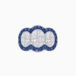 Load image into Gallery viewer, Art Deco Style Three-Stone Engagement Ring with Diamond and Gemstones - Shahin Jewelry