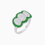 Load image into Gallery viewer, Art Deco Style Three-Stone Engagement Ring with Diamond and Gemstones - Shahin Jewelry