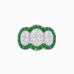 Load image into Gallery viewer, Art Deco Style Three-Stone Engagement Ring with Diamond and Gemstones - Shahin Jewelry