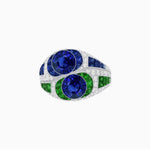 Load image into Gallery viewer, Art Deco Style Two-Ring Set with Round Center Stones and French-Cut Gemstone Accents - Shahin Jewelry