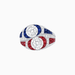 Load image into Gallery viewer, Art Deco Style Two-Ring Set with Round Center Stones and French-Cut Gemstone Accents - Shahin Jewelry