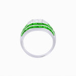 Load image into Gallery viewer, Art Deco - Style Wide Band Mounting with Channel - Set French - Cut Accents Custom Center Stone | Bold Geometry | Hand - Finished Craftsmanship - Shahin Jewelry