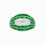 Load image into Gallery viewer, Art Deco - Style Wide Band Mounting with Channel - Set French - Cut Accents Custom Center Stone | Bold Geometry | Hand - Finished Craftsmanship - Shahin Jewelry