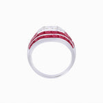 Load image into Gallery viewer, Art Deco - Style Wide Band Mounting with Channel - Set French - Cut Accents Custom Center Stone | Bold Geometry | Hand - Finished Craftsmanship - Shahin Jewelry