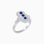 Load image into Gallery viewer, Art Deco Three - Stone Plaque Ring with Diamond Pavé Frame - Shahin Jewelry