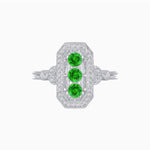 Load image into Gallery viewer, Art Deco Three - Stone Plaque Ring with Diamond Pavé Frame - Shahin Jewelry