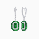 Load image into Gallery viewer, Art Deco–Inspired Mounting Emerald Cut Drop Earrings with Diamonds and Gemstones - Shahin Jewelry