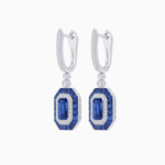 Load image into Gallery viewer, Art Deco–Inspired Mounting Emerald Cut Drop Earrings with Diamonds and Gemstones - Shahin Jewelry