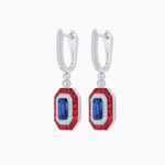 Load image into Gallery viewer, Art Deco–Inspired Mounting Emerald Cut Drop Earrings with Diamonds and Gemstones - Shahin Jewelry
