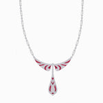 Load image into Gallery viewer, Art Deco–Inspired Winged Drop Necklace with Illusion - Set Pear Center - Shahin Jewelry