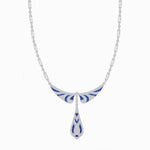 Load image into Gallery viewer, Art Deco–Inspired Winged Drop Necklace with Illusion - Set Pear Center - Shahin Jewelry