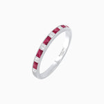 Load image into Gallery viewer, Baguette Brilliance; Sapphire and Diamond Channel Set Ring - Shahin Jewelry