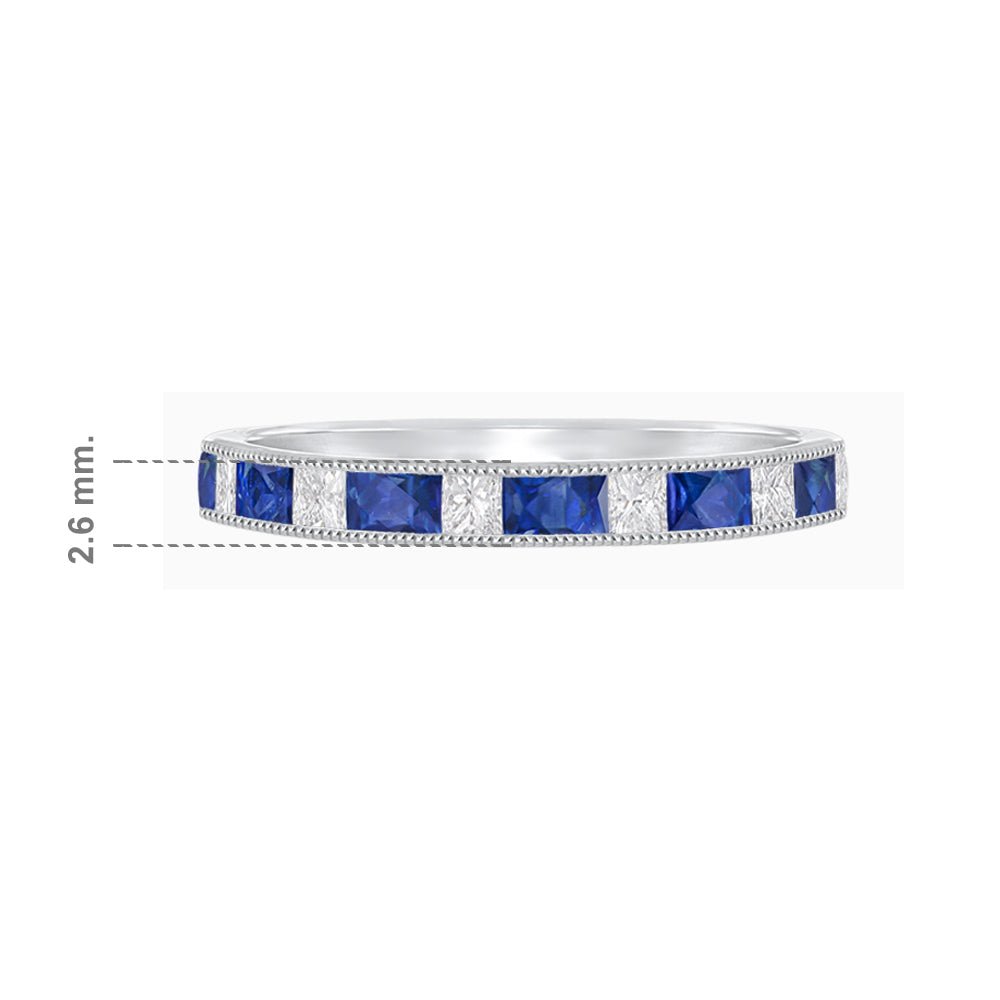 Baguette Brilliance , Sapphire and Diamond Channel Set Ring - Shahin Jewelry