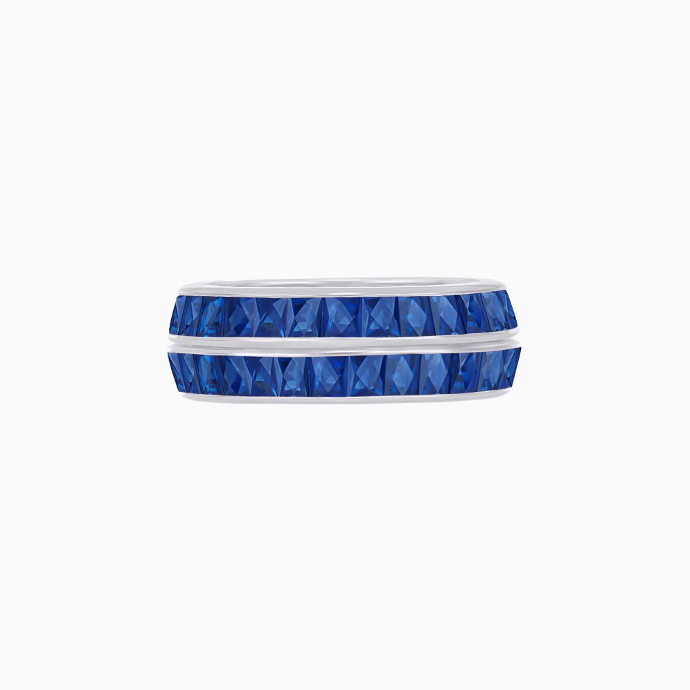 Baguette Sapphire Eternity twin stackable bands - Shahin Jewelry