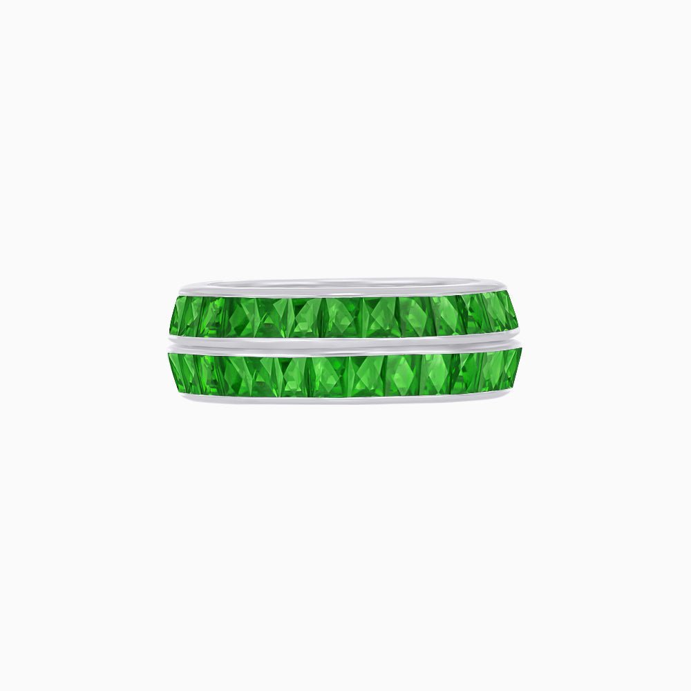 Baguette Sapphire Eternity twin stackable bands - Shahin Jewelry